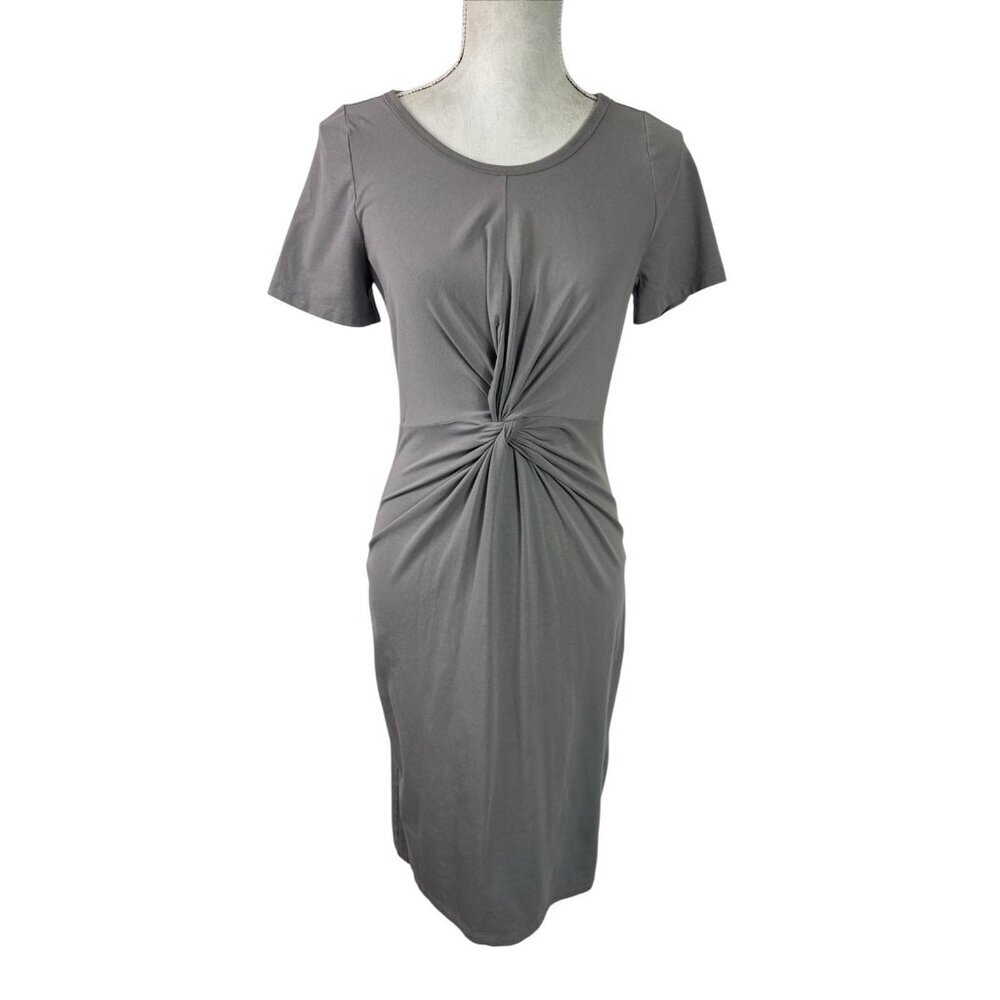 Sundance Women's S‎ Twist Front Stretch Jersey Dress SS Gray EUC